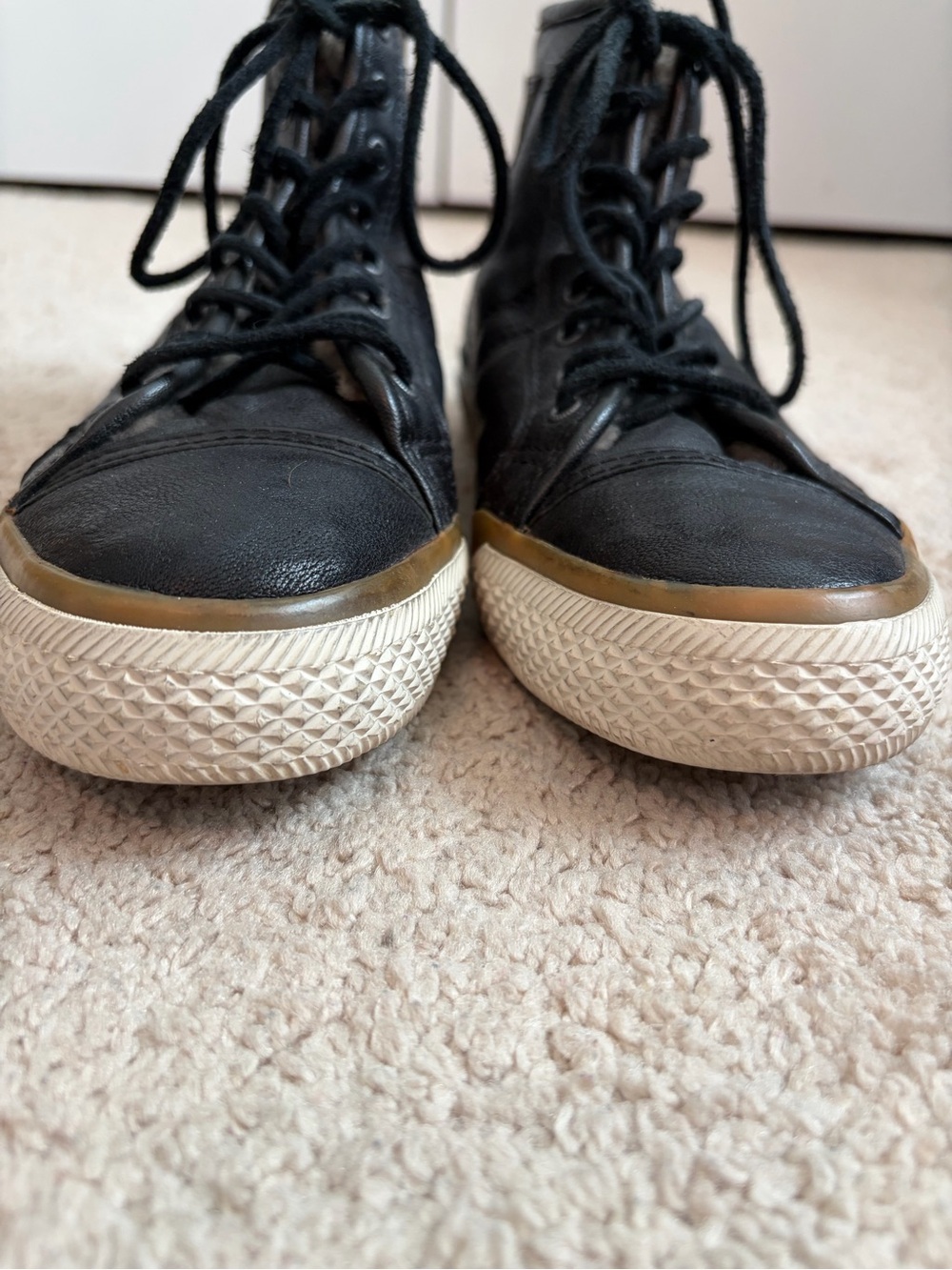 Frye Greene Black Leather Shearling Lined High Back Zip Bootie Sneaker Size 6.5M - Picture 4 of 10